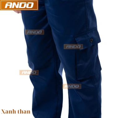 Quần áo bảo hộ lao động Ando AD04 xanh than phối đỏ - Giá chỉ 120.000₫