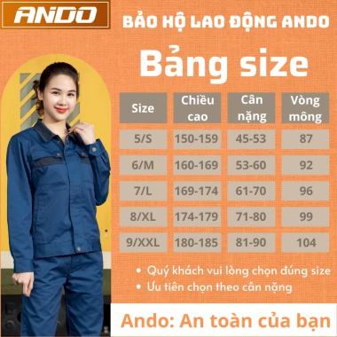 Quần áo bảo hộ lao động Ando AD05 màu ghi kẻ xanh - Giá chỉ 110.000 VNĐ, giảm giá