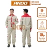 Quần áo bảo hộ lao động Ando AD06 màu ghi phối đỏ - Độ bền cao, an toàn, giá chỉ 110k