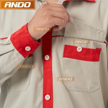 Quần áo bảo hộ lao động Ando AD06 màu ghi phối đỏ - Độ bền cao, an toàn, giá chỉ 110k 3