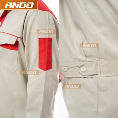 Quần áo bảo hộ lao động Ando AD06 màu ghi phối đỏ - Độ bền cao, an toàn, giá chỉ 110k 4