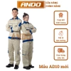 Quần áo bảo hộ lao động Ando AD10 màu ghi xanh, che cúc - Giá giảm 110.000₫
