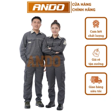 Quần áo bảo hộ lao động Ando AD11 xám đậm - Bảo vệ an toàn, chỉ 120.000₫