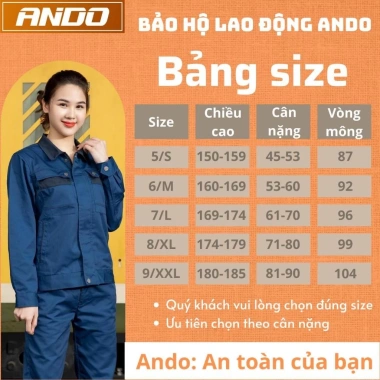 Quần áo bảo hộ lao động Ando AD19 màu chì vải kaki 2/1 - Giá chỉ 84.000₫