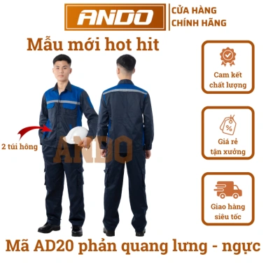 Quần áo bảo hộ lao động Ando AD20 phản quang – Than đen phối xanh, giá 138.000₫