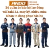 Quần áo bảo hộ lao động Ando - Cả bộ phối màu vải kaki 3/1, may kỹ, giá 190.000₫