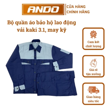 Quần áo bảo hộ lao động Ando - Cả bộ phối màu vải kaki 3/1, may kỹ, giá 190.000₫ 4