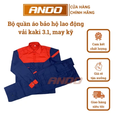 Quần áo bảo hộ lao động Ando - Cả bộ phối màu vải kaki 3/1, may kỹ, giá 190.000₫ 6