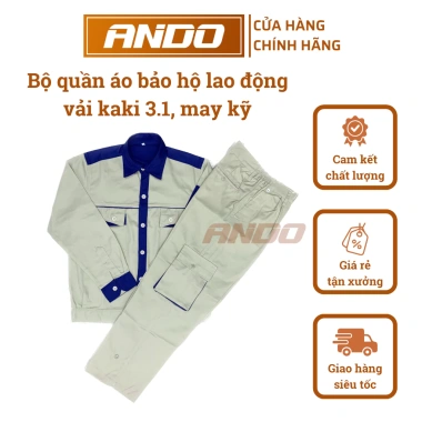 Quần áo bảo hộ lao động Ando - Cả bộ phối màu vải kaki 3/1, may kỹ, giá 190.000₫ 7