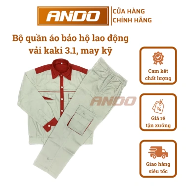 Quần áo bảo hộ lao động Ando - Cả bộ phối màu vải kaki 3/1, may kỹ, giá 190.000₫ 8