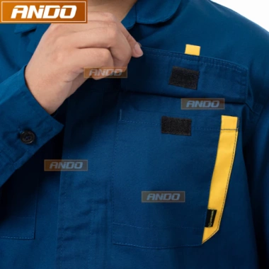 Quần áo bảo hộ lao động Ando PR01 cổ bẻ xanh, vải pangrim cao cấp - Giá chỉ 139.000đ