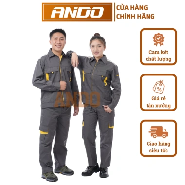 Quần áo bảo hộ lao động Ando PR03 màu chì - Vải pangrim cao cấp không xù, giảm giá 180.000₫