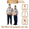 Quần áo bảo hộ lao động Ando PR12 – Áo ghi, quần tím than, vải pangrim cao cấp, chỉ 180.000₫