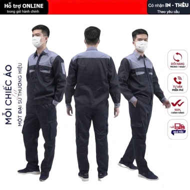 Quần áo bảo hộ lao động đồng phục nhân viên vải kaki 3/1 dày dặn Giá 225.000₫ 2