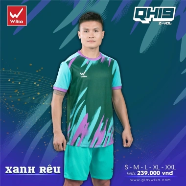 Quấn Áo Bóng Đá Wika Quang Hải QH19 Z-Vol Áo Đá Banh Co Giãn Không Logo Giá Ưu Đãi 259.000