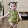 Quần Áo Cho Bé Mùa Hè Jumpsuit Sườn Xám Nút Chéo Hanfu Trung Quốc 7.7 - Giá Ưu Đãi