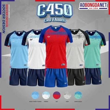 Quần Áo Đá Banh C450 Không Logo - Vải mềm thoáng, thấm hút tốt, co dãn đa chiều, chỉ 180.000