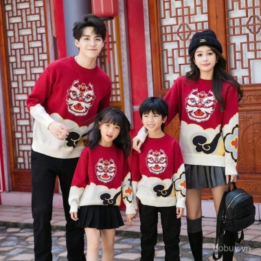 Quần áo gia đình năm mới phong cách Trung Quốc màu đỏ, bé trai & bé gái, trẻ em lễ hội 2 Quần áo gia đình năm mới phong cách Trung Quốc màu đỏ, bé trai & bé gái, trẻ em lễ hội 2