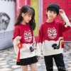 Quần áo gia đình năm mới phong cách Trung Quốc màu đỏ, bé trai & bé gái, trẻ em lễ hội 4