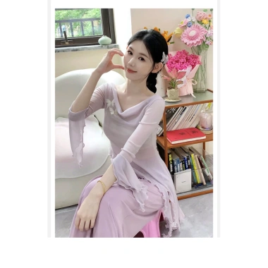 Quần áo khiêu vũ cổ xoay bướm - Top vũ hiện đại, gạc nhẹ, hỗ trợ thực hành cơ thể - Giá ưu đãi 193.320₫