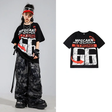 Quần áo khiêu vũ trẻ em phong cách hip hop đường phố, set biểu diễn sàn diễn - Giá 240.516 VND 5