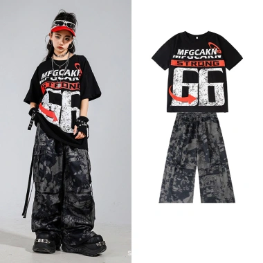 Quần áo khiêu vũ trẻ em phong cách hip hop đường phố, set biểu diễn sàn diễn - Giá 240.516 VND 7