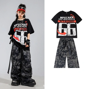 Quần áo khiêu vũ trẻ em phong cách hip hop đường phố, set biểu diễn sàn diễn - Giá 240.516 VND 8