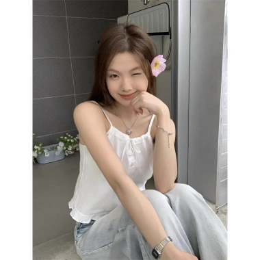 Quần Áo Nữ 2.024 Nơ Trắng Ren Sling Vest Một Lông – Giá Giảm 145.910₫