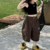 Quần áo trẻ em bé gái mùa hè áo vest retro da báo và quần ống rộng phong cách Mỹ