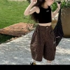 Quần áo trẻ em bé gái mùa hè áo vest retro da báo và quần ống rộng phong cách Mỹ 9