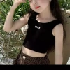 Quần áo trẻ em bé gái mùa hè áo vest retro da báo và quần ống rộng phong cách Mỹ 10