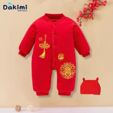 Quần áo trẻ em DAKIMI Nỉ Bông ấm áp Bộ body Tết Tài Lộc cho bé 0-12M bodysuit bé trai bé gái 7