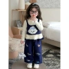 Quần áo trẻ em nữ Đồ bộ bé gái thu đông áo cotton gấu và quần ống xuông 10-26kg Tini Kids 149k 8