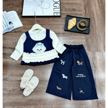 Quần áo trẻ em nữ Đồ bộ bé gái thu đông áo cotton gấu và quần ống xuông 10-26kg Tini Kids 149k 9