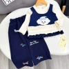 Quần áo trẻ em nữ Đồ bộ bé gái thu đông áo cotton gấu và quần ống xuông 10-26kg Tini Kids 149k 10