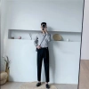 Quần Âu Cạp Cao Nam Baggy Hàn Quốc, Công Sở Đen – Xám Ông Suông Rộng, 300k (Giảm 387k) 5