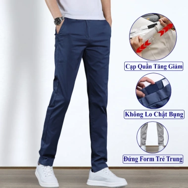 Quần Âu Kaki Ống Đứng Nam VICENZO Cao Cấp - Cạp Co Giãn, Tinh Tế, Giá 238k