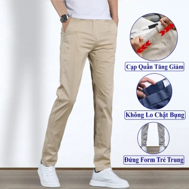 Quần Âu Kaki Ống Đứng Nam VICENZO Cao Cấp - Cạp Co Giãn, Tinh Tế, Giá 238k