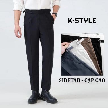 Quần âu nam 2 khuy Sidetab, quần tây Hàn Quốc lưng cao vải co giãn QCC 159k