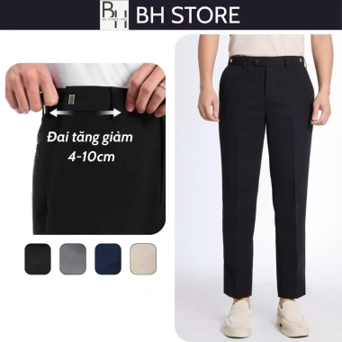Quần Âu Nam BH STORE cạp chỉnh eo linh hoạt, ống suông form đứng, vải Vitex mềm mịn chống nhăn Giá chỉ 199.000₫