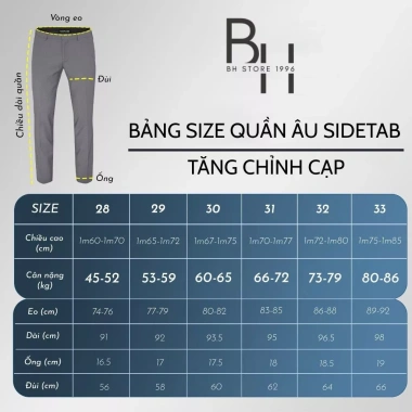 Quần Âu Nam BH STORE cạp chỉnh eo linh hoạt, ống suông form đứng, vải Vitex mềm mịn chống nhăn Giá chỉ 199.000₫