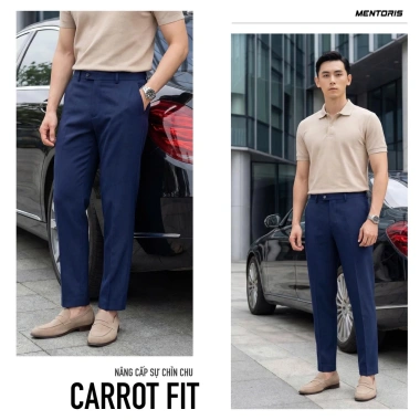 Quần Âu Nam Cao Cấp Mentoris Form CARROT MTR01C - Vải dày co giãn, cạp trơn lịch lãm, tặng áo polo, giảm còn 395.000đ