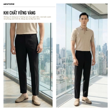 Quần Âu Nam Cao Cấp Mentoris Form CARROT MTR01C - Vải dày co giãn, cạp trơn lịch lãm, tặng áo polo, giảm còn 395.000đ