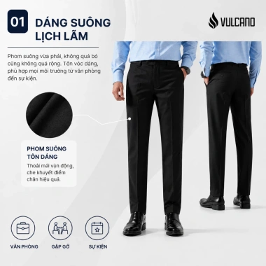 Quần âu nam cao cấp Vulcano cạp chun co giãn, dáng suông lịch lãm - Giá chỉ 449.000₫ 2