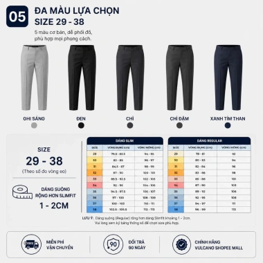 Quần âu nam cao cấp Vulcano cạp chun co giãn, dáng suông lịch lãm - Giá chỉ 449.000₫ 6