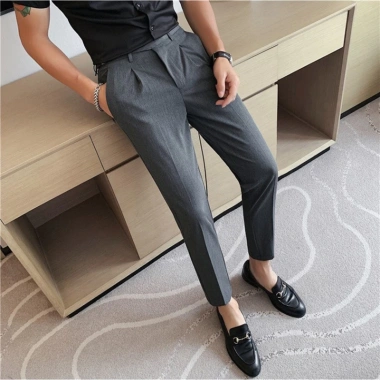 Quần âu nam cạp cao Hàn Quốc Sidetab, ống đứng, vải dày co giãn, size lớn, 350.000₫ 6
