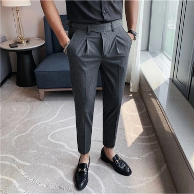 Quần âu nam cạp cao kiểu mới ống côn công sở Hàn Quốc - Đen Xám Trắng 300k 5