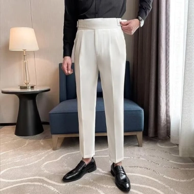 Quần Âu Nam Cạp Cao Lỗ Ô-dê Điều Chỉnh Đai Phong Cách Hàn Quốc Dáng Baggy 2