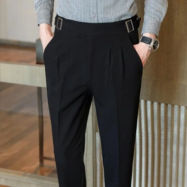 Quần Âu Nam Cạp Cao Lỗ Ô-dê Điều Chỉnh Đai Phong Cách Hàn Quốc Dáng Baggy 8