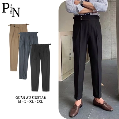 Quần Âu Nam Cạp Cao PN STORE Sidetab 2 Khuy Baggy Suông Đen - Giá chỉ 179k